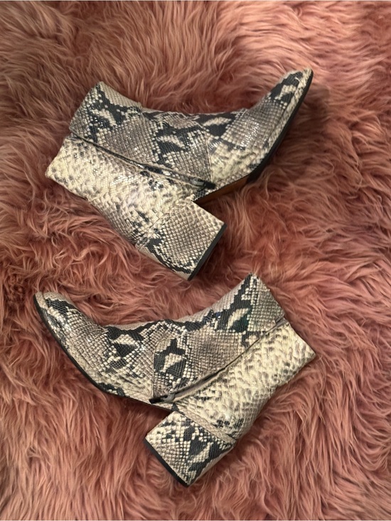 Robert Clergerie Shoes - Python Print Ankle Boots in Beige and Black